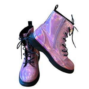 dolce vita Shiny Pink Army Style Boots, Girls Sz. 5, Mild Discoloration Pictured